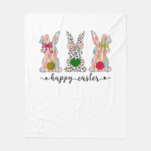 Happy Easter Cute Coquette Easter Bunny Rabbit Wom Fleece Blanket