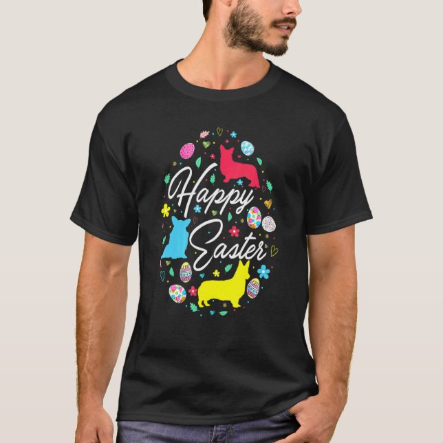 Happy Easter Cute Easter Eggs Shape Collection  Co T-Shirt (Front)