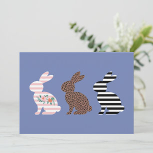 Happy Easter Cute Easter Leopard Bunny Rabbit Holiday Card