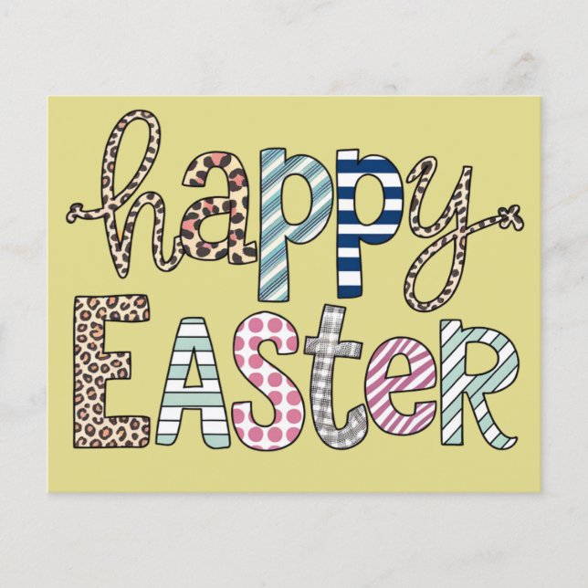 Happy Easter Cute Floral Bunny Spring Leopard Flyer (Front)
