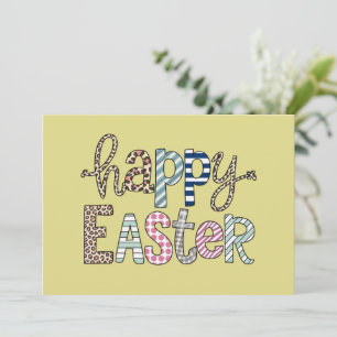 Happy Easter Cute Floral Bunny Spring Leopard Holiday Card