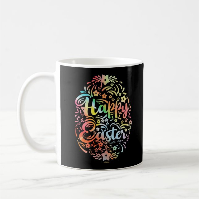 HAPPY EASTER cute floral easter egg gift idea      Coffee Mug (Left)