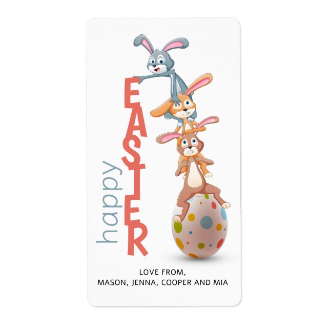 Happy Easter Cute Funny Modern Bunny Rabbit Egg (Front)