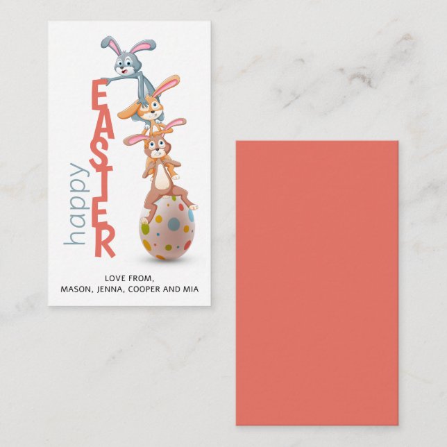 Happy Easter Cute Funny Modern Bunny Rabbit Egg Card (Front/Back)