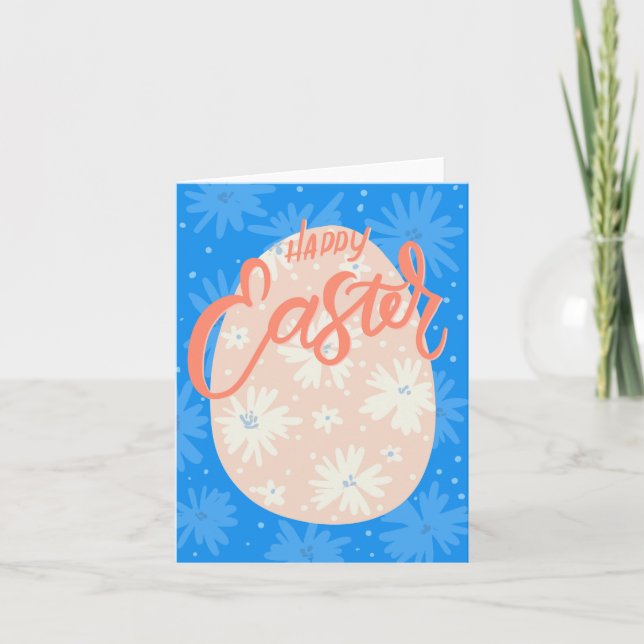 Happy Easter Cute greeting card with flowers and e (Front)