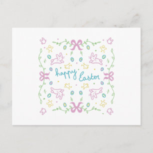Happy Easter Cute Greeting  Holiday Postcard