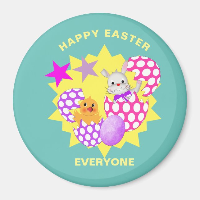 Happy Easter Cute Kids Party Magnet (Front)