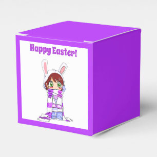Happy Easter Cute Manga Bunny Girl Cartoon Favor Box