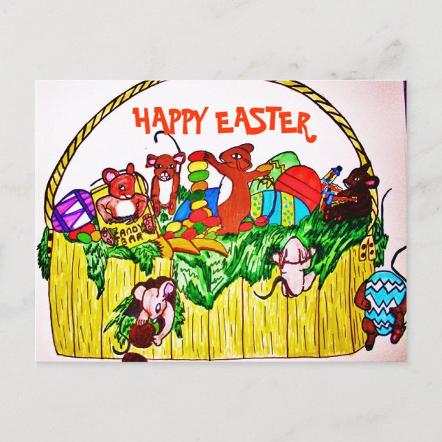HAPPY EASTER CUTE MICE carte postale (Devant)