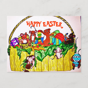 HAPPY EASTER CUTE MICE postcard