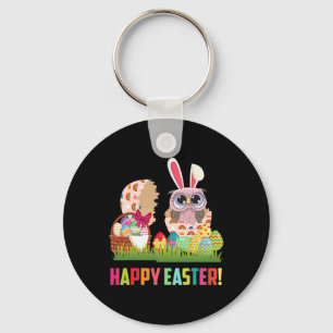 Happy Easter Cute Owl Wearing Bunny Ear Owl Lover Keychain