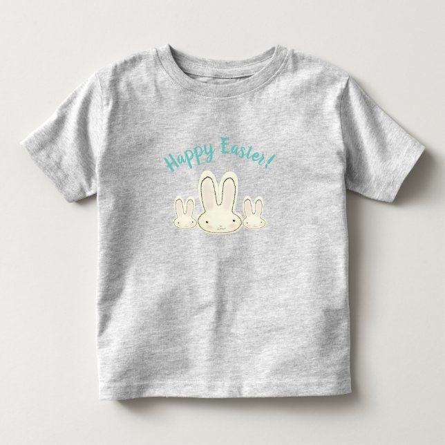 Happy Easter cute pastel rabbits custom script Toddler T-shirt (Front)