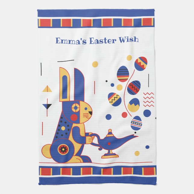 Happy Easter Cute Personalized add your text Kitchen Towel (Vertical)