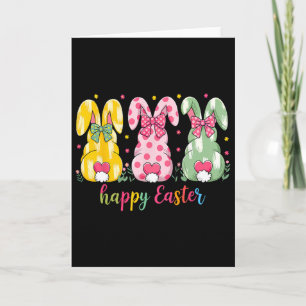 Happy Easter Cute Pink Coquette Bow Flower Bunny R Card