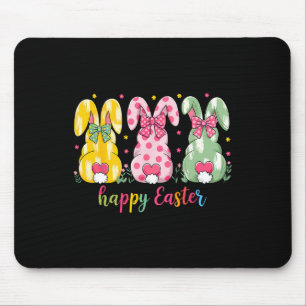 Happy Easter Cute Pink Coquette Bow Flower Bunny R Mouse Pad