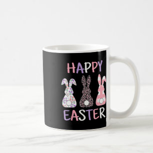 Happy Easter Cute Pink Leopard Plaid Flower Bunny  Coffee Mug