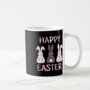 Happy Easter Cute Pink Leopard Plaid Flower Bunny Coffee Mug