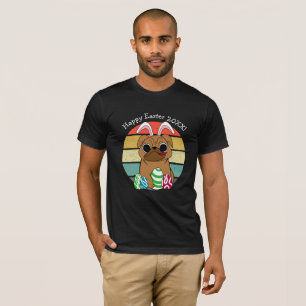 Happy Easter Cute Pug w Bunny Ears & Colourful Egg T-Shirt