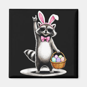 Happy easter cute raccoon men women kids boys magnet