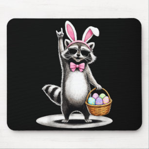 Happy Easter Cute Raccoon Men Women Kids Boys Mouse Pad