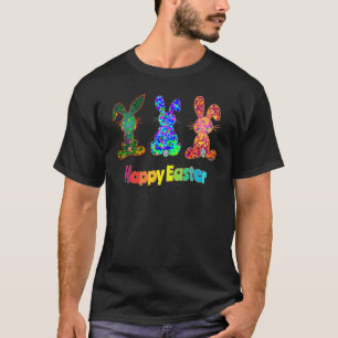 Happy Easter Cute Trio Bunny Family Matching T-Shirt