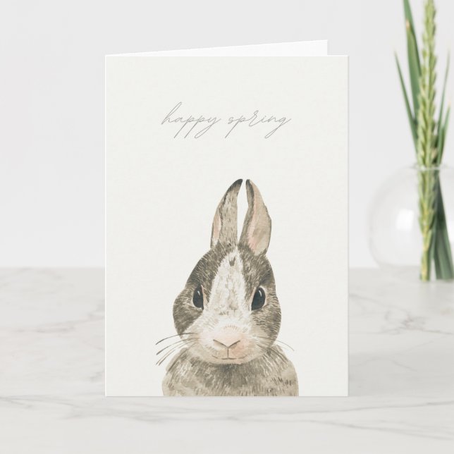 Happy Easter Cute Watercolor Bunny Card (Front)
