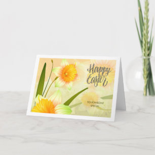 Happy Easter. Daffodil Blooms Holiday Card
