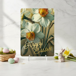 Happy Easter Daffodil Floral Gold Foil Card