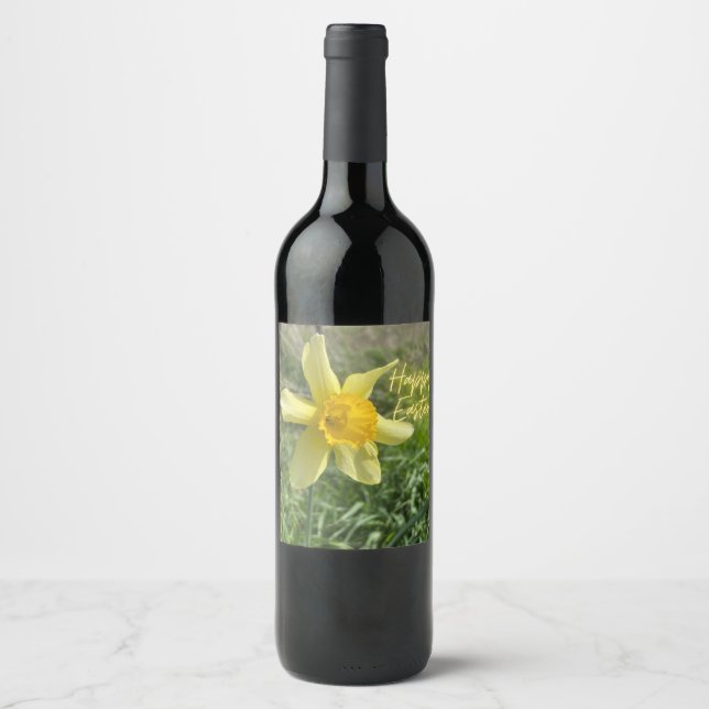 Happy Easter daffodil Wine Label (Front)