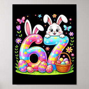 Happy easter day 67 bunny colorful eggs basket poster