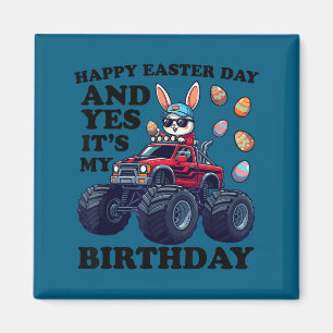 Happy easter day and birthday boys monster truck magnet
