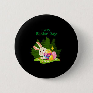 Happy Easter Day And Bunny Wishes Funny T Shirt 2 Inch Round Button