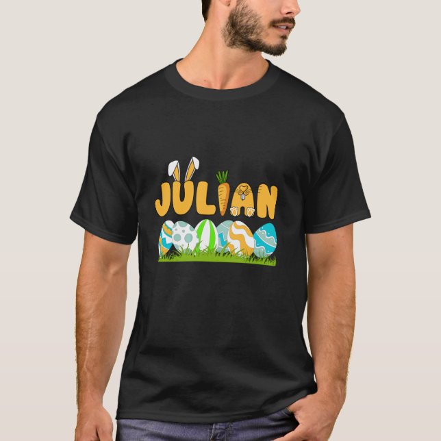Happy Easter Day Boys Men Personalized Name Julian T-Shirt (Front)