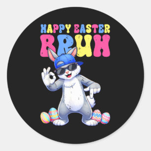 Happy easter day bunny 67 six seven bruh rabbit 67 classic round sticker