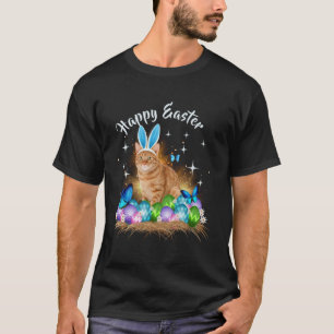 Happy Easter Day Bunny Cat Eggs Basket Men Women C T-Shirt