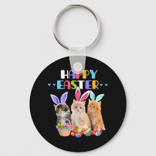 Happy Easter Day Bunny Cat Eggs Bysket Men Women C Keychain