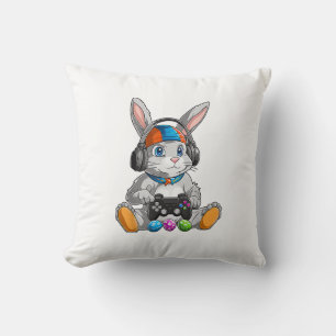 Happy Easter Day Bunny Egg Funny Boys Girls Kids G Throw Pillow