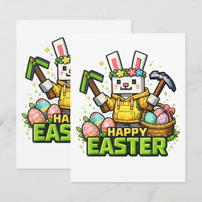 Happy Easter Day Bunny Egg Gamer Video  Card (Front/Back)