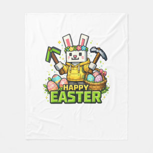 Happy Easter Day Bunny Egg Gamer Video Game Kids M Fleece Blanket