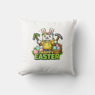 Happy Easter Day Bunny Egg Gamer Video Game Kids M Throw Pillow