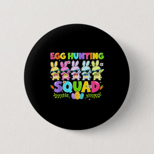Happy easter day bunny egg hunting squad boy girl 2 inch round button