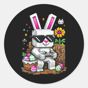 Happy Easter Day Bunny Egg Video Game Gamer Kids M Classic Round Sticker