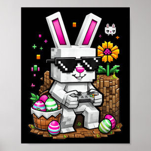 Happy Easter Day Bunny Egg Video Game Gamer Kids M Poster
