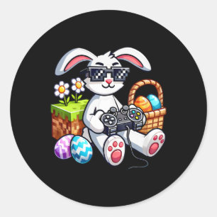Happy Easter Day Bunny Egg Video Game Mens Boys Ki Classic Round Sticker