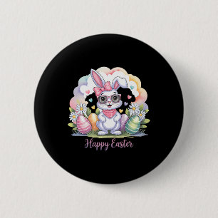 Happy Easter Day Bunny Eggs Cute Happy Easter Bunn 2 Inch Round Button