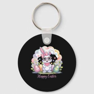 Happy Easter Day Bunny Eggs Cute Happy Easter Bunn Keychain