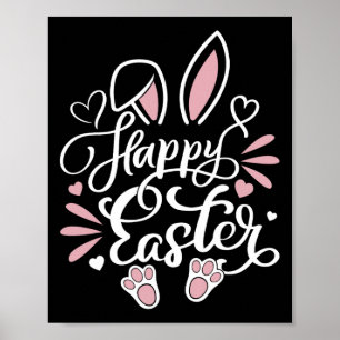 Happy Easter Day Bunny Eggs Rabbit Graphic Family Poster