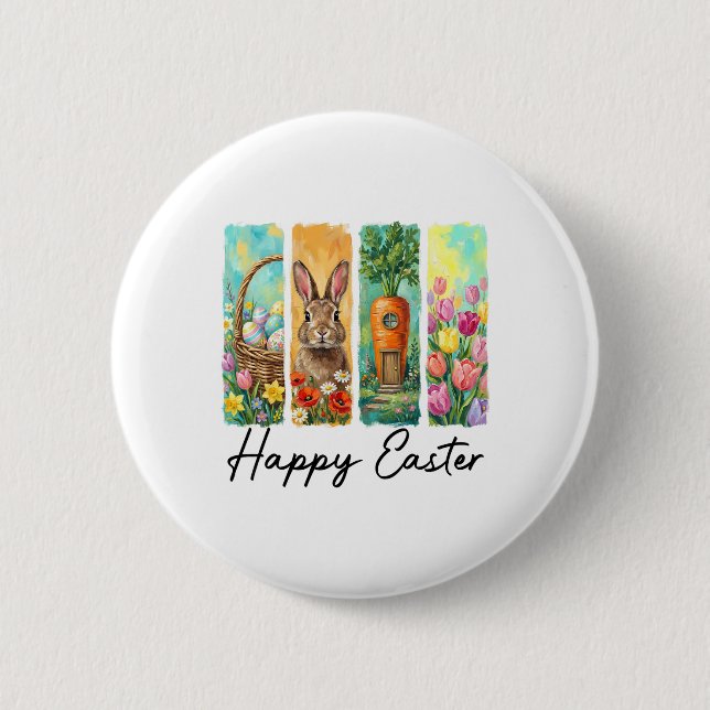 Happy Easter Day Bunny Eggs Sket Egg Hunt Funny  2 Inch Round Button (Front)