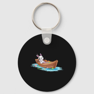 Happy Easter Day Bunny Fishing Fisherman Kids Men  Keychain