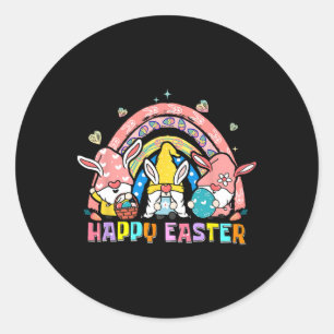 Happy Easter Day Bunny Gnome Easter Egg Carrot Gno Classic Round Sticker